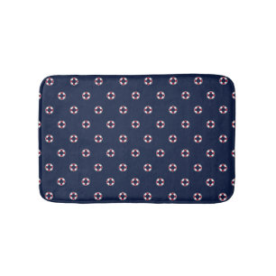 Red And White Buoy Pattern Bathroom Mat