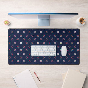 Red And White Buoy Pattern Desk Mat