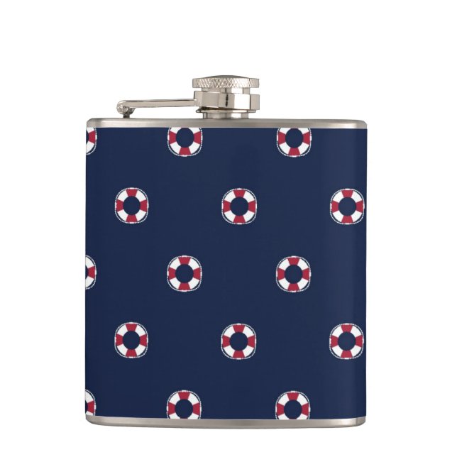 Red And White Buoy Pattern Flask (Front)