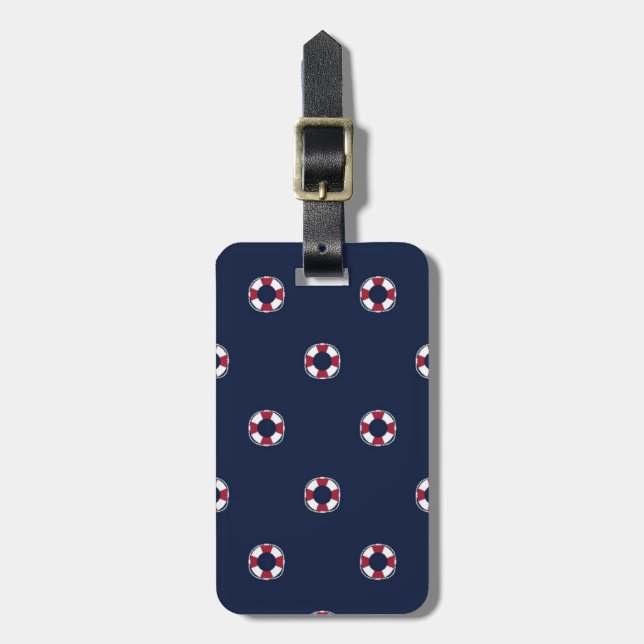 Red And White Buoy Pattern Luggage Tag (Front Vertical)