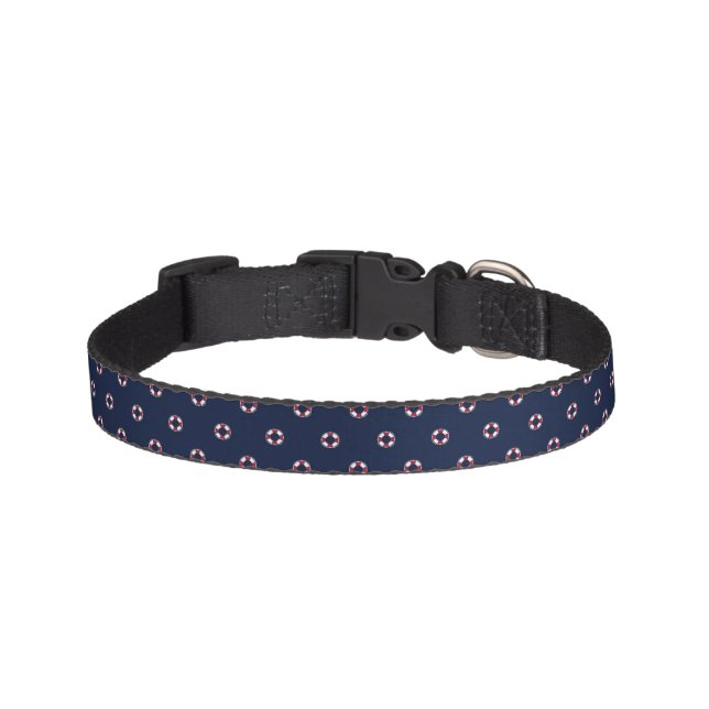 Red And White Buoy Pattern Pet Collar (Front)