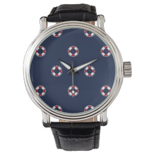 Red And White Buoy Pattern Watch