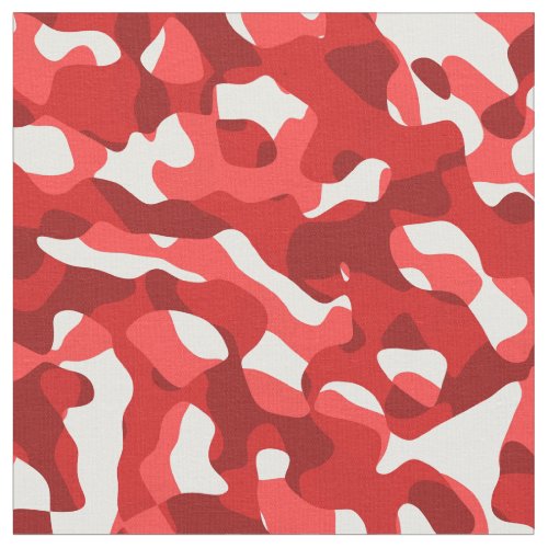 Red and White Camouflage Print Pattern Fabric
