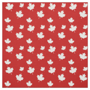 Red and White Canadian Flag Maple Leaf Pattern Fabric