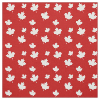Red and White Canadian Flag Maple Leaf Pattern Fabric