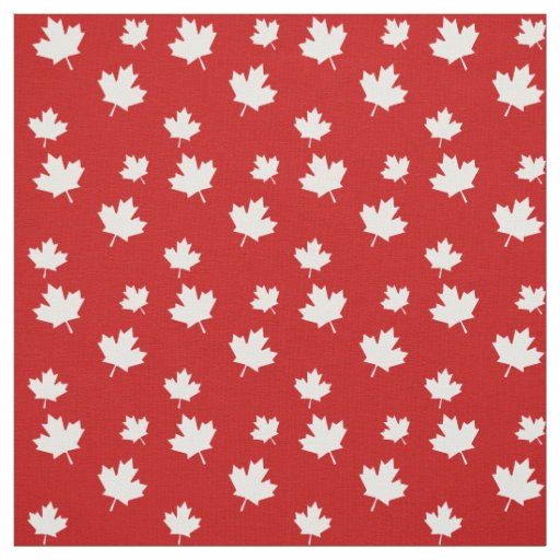 Red and White Canadian Flag Maple Leaf Pattern Fabric