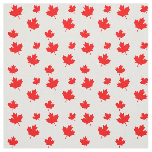 Red and White Canadian Flag Maple Leaf Pattern Fabric