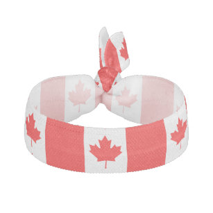 Red and White Canadian Maple Leaf Head Band Elastic Hair Tie