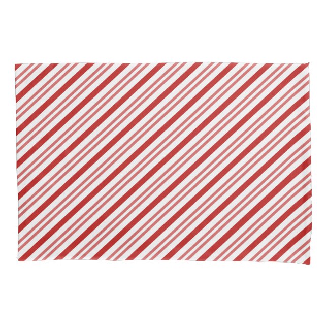 Red and White Candy Cane Holiday Pillowcase (Front)