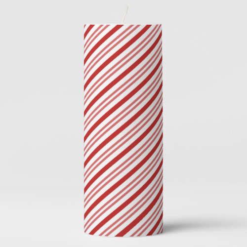 Red and White Candy Cane Pillar Candle