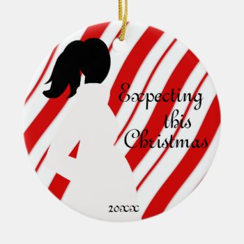 Red And White Candy Cane Pregnancy Ornament by BellaMommyDesigns at Zazzle