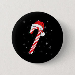 Red And White Candy Cane Santa Christmas Funny Xma Button