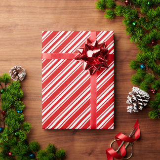 red and white candy cane striped wrapping paper