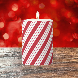 Red and White Candy Cane Stripes Christmas Candle