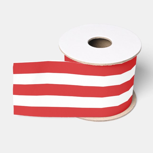 Red and White Candy Cane Stripes Christmas Holiday Grosgrain Ribbon (Spool)