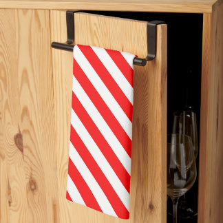 Red and White Candy Cane Stripes Kitchen Towel