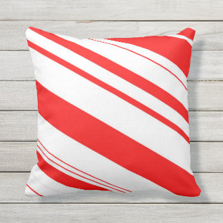 Red and White Candy Cane Stripes Throw Pillow