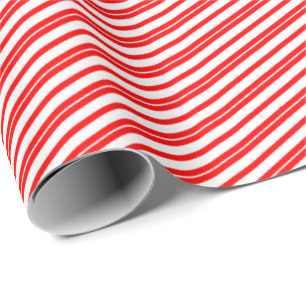 Red and White Candy Cane Stripes Wrapping Paper
