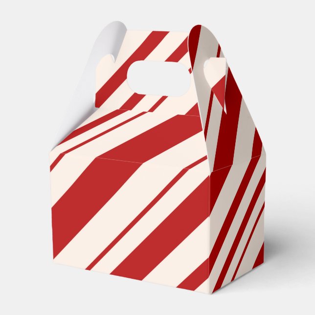 Red and White Candy Cane Stripped Favor Boxes (Front Side)