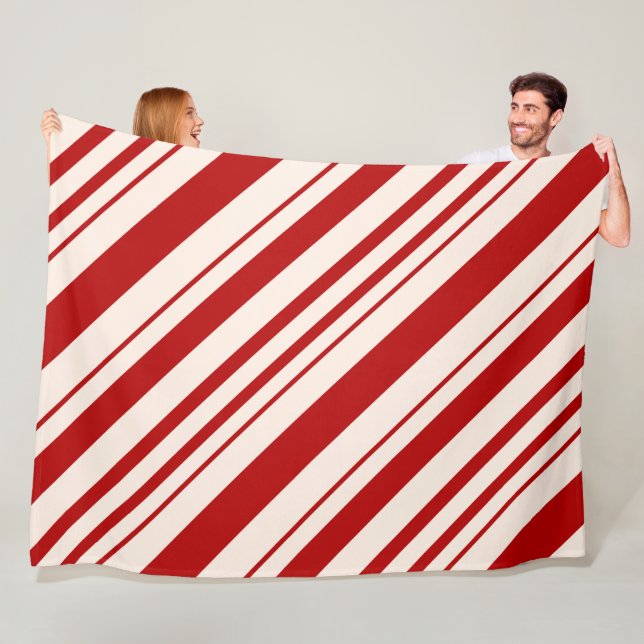 Red and White Candy Cane Stripped Fleece Blanket (In Situ)