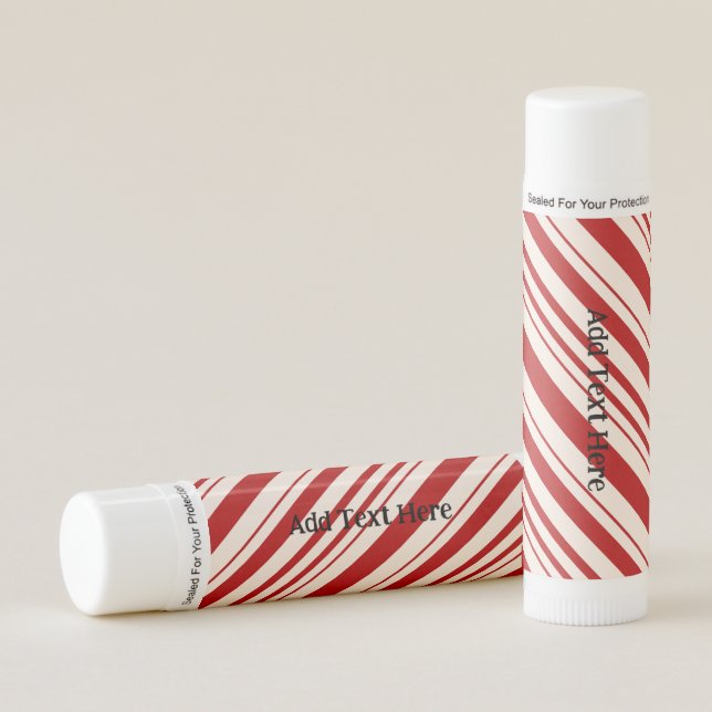 Red and White Candy Cane Stripped Lip Balm (Front)