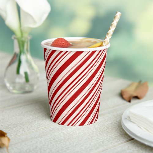 Red and White Candy Cane Stripped Paper Cups