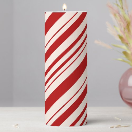 Red and White Candy Cane Stripped Pillar Candle