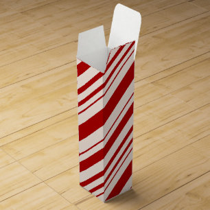 Red and White Candy Cane Stripped Wine Box