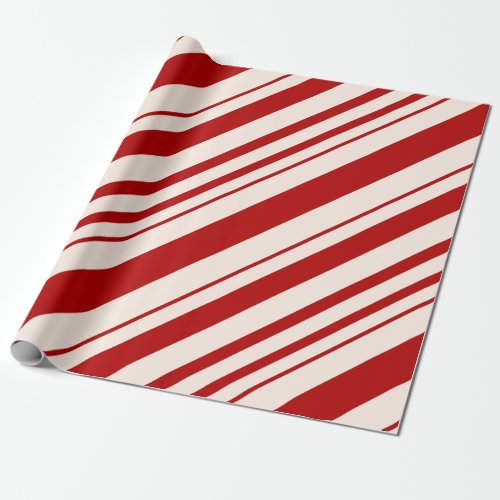 Red and White Candy Cane Stripped Wrapping Paper