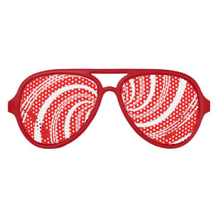 Red and White Candy Cane Twirl Aviator Sunglasses