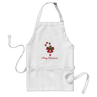 Red And White Candy Cane With Merry Christmas Text Adult Apron