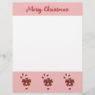 Red And White Candy Cane With Merry Christmas Text Letterhead