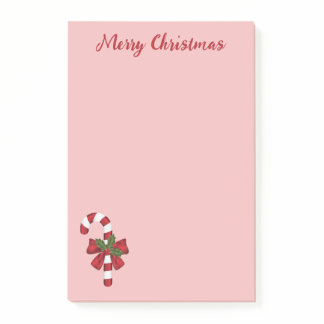 Red And White Candy Cane With Merry Christmas Text Post-it Notes