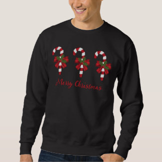 Red And White Candy Canes And Merry Christmas Text Sweatshirt
