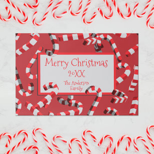 Red and White Candy Canes Christmas Paper Placemat