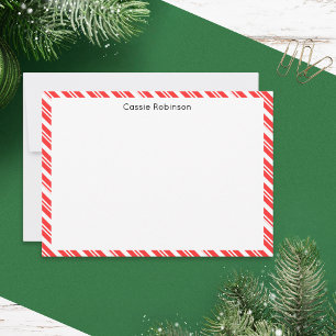 Red and White Candy Striped Christmas Note Card