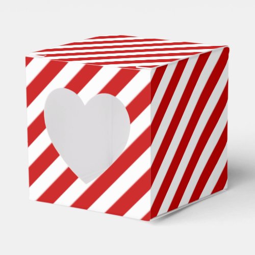 Red and White Candy Striped Heart Favor Box