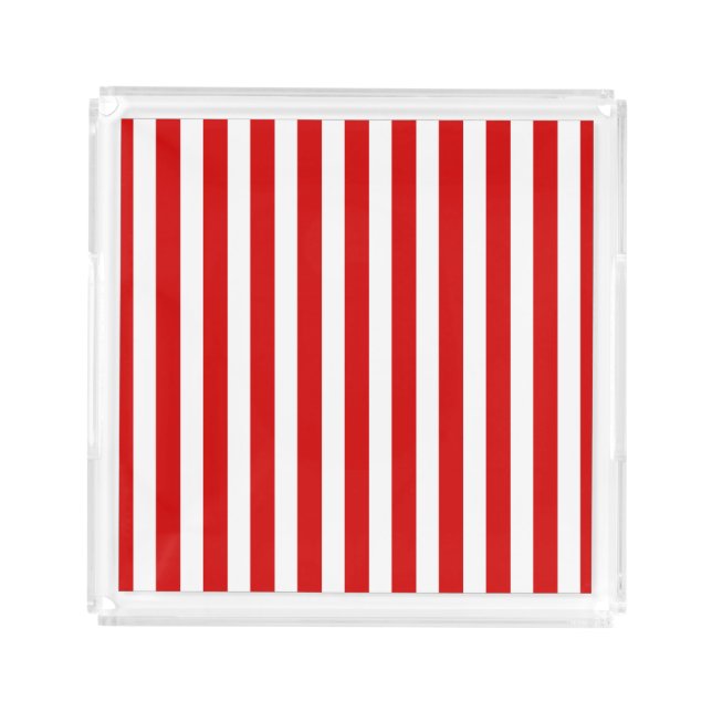 Red and white candy stripes acrylic tray (Front)