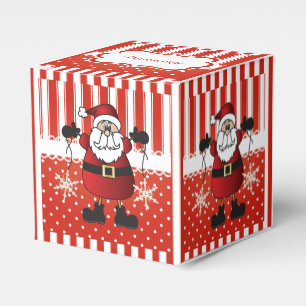Red and White Candy Stripes and Santa Claus Favor Boxes