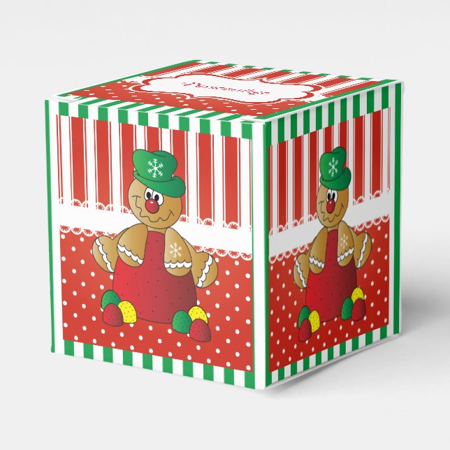 Red and White Candy Stripes and Santa Claus Favor Boxes (Front Side)