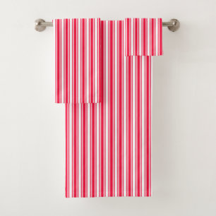 Red and white candy stripes bath towel set
