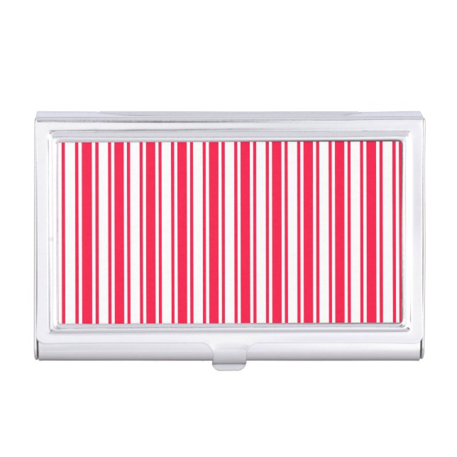 Red and white candy stripes business card case (Front)