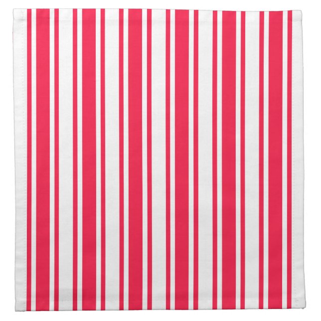 Red and white candy stripes cloth napkin (Front)