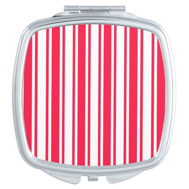 Red and white candy stripes compact mirror (Front)
