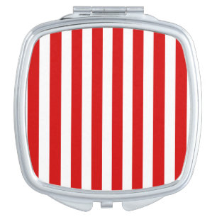 Red and white candy stripes compact mirror