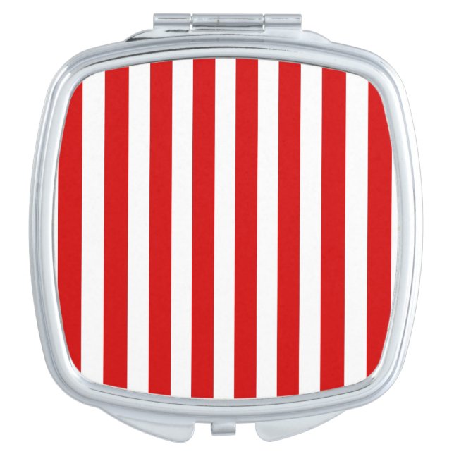 Red and white candy stripes compact mirror (Front)