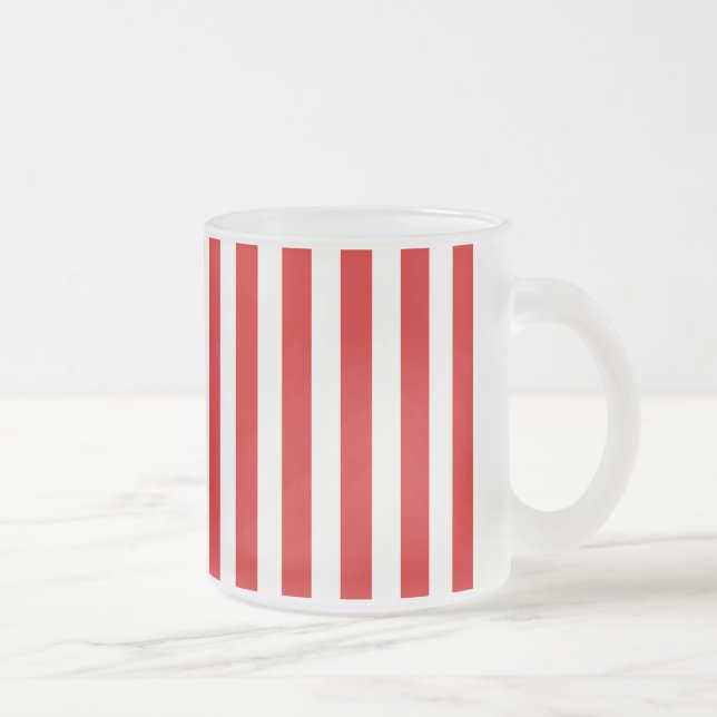 Red and white candy stripes frosted glass coffee mug (Right)