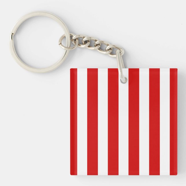Red and white candy stripes keychain (Front)