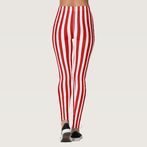 Red And White Candy Stripes Leggings Zazzle 1137