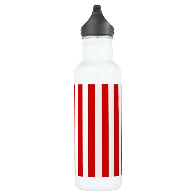 Red and white candy stripes stainless steel water bottle (Right)